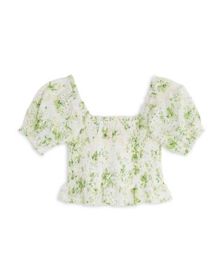Girls' Cotton Voile Eyelet Print Top, Big Kid - Exclusive