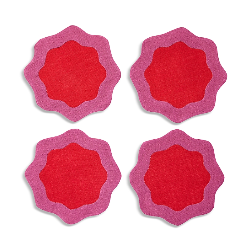 Sferra Ondulato Cocktail Napkins, Set Of 6 In Red