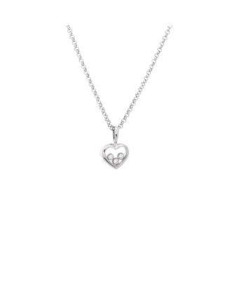 Pre-Owned Chopard - Happy Diamonds Heart Pendant Necklace 18K White Gold with 3 Floating Diamonds