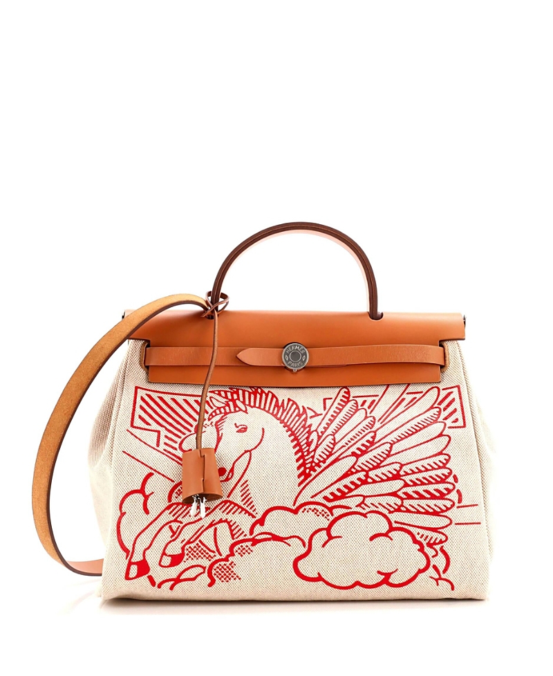 Pre-owned Pre-owned Hermes Hermes 31 Herbag Zip Pegase Pop Toile And Leather