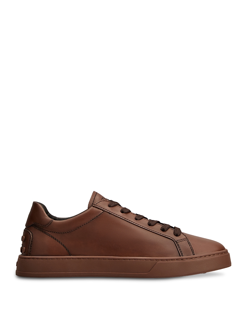 Tod's Allacciata Cassetta Rubber-trimmed Glossed-leather Sneakers In Brown