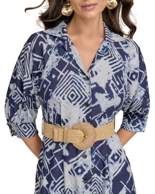 Linen Blend Belted Shirtdress