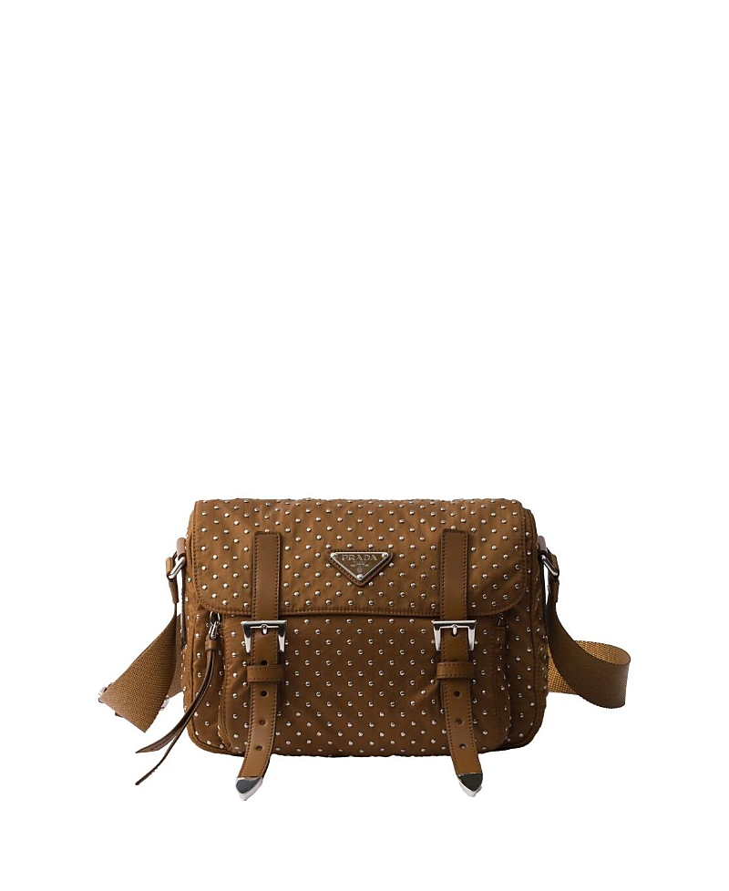 Prada Re-nylon Shoulder Bag With Studs