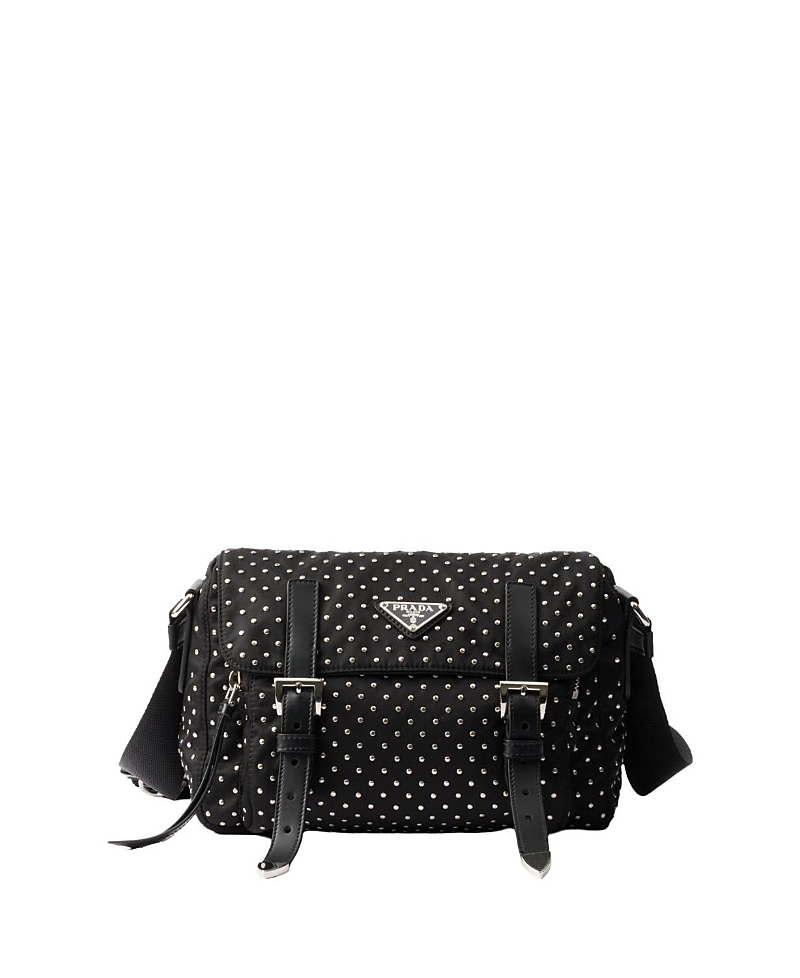 Shop Prada Re-nylon Shoulder Bag With Studs