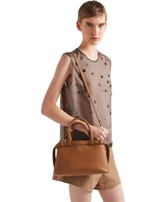 Buckle Small Leather Handbag with Double Belt