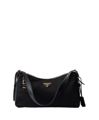 Aim&eacute;e Large Re-Nylon and Leather Shoulder Bag with Padlock