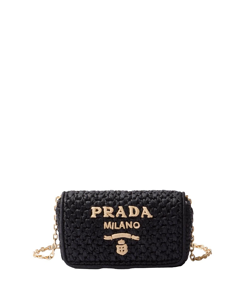 Prada Raffia Crossbody Bag Chain Strap