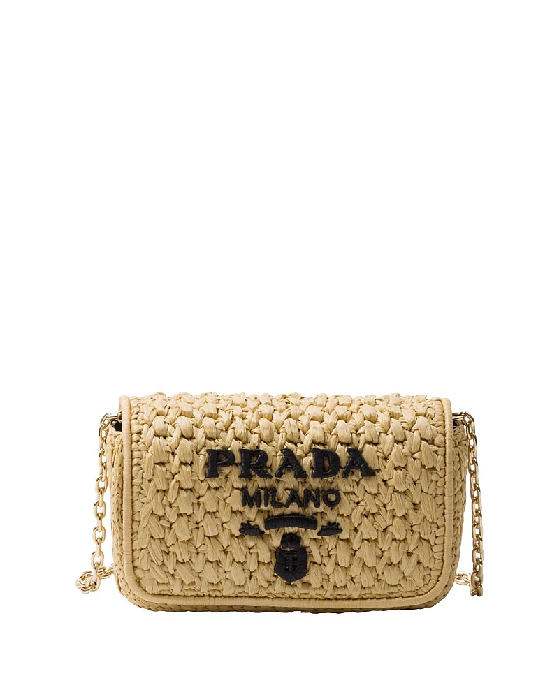 Prada Raffia Crossbody Bag Chain Strap