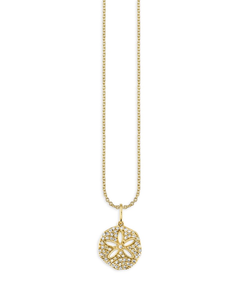 Sydney Evan 14K Yellow Gold Diamond Sand Dollar Charm Necklace, 18