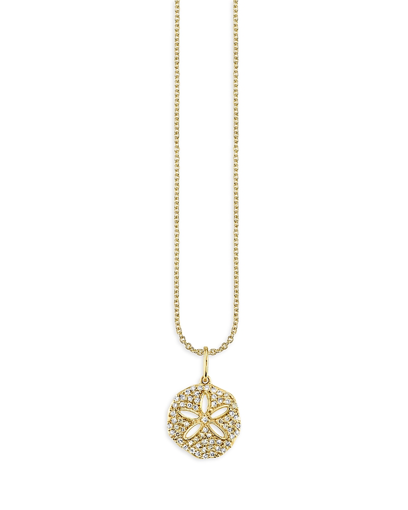 Sydney Evan 14k Yellow Gold Diamond Sand Dollar Charm Necklace, 18 In Blue