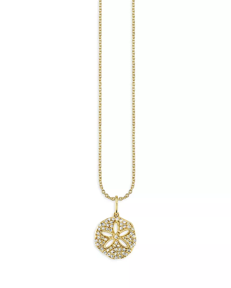 Sydney Evan 14K Yellow Gold Diamond Sand Dollar Charm Necklace, 18