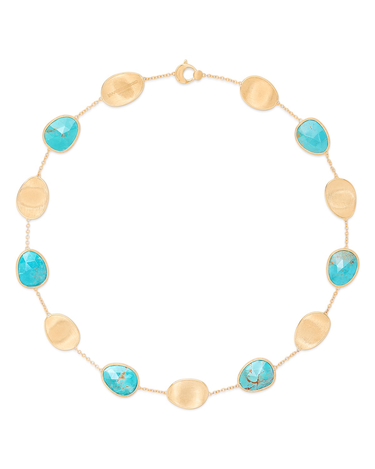 18K Yellow Gold Lunaria Turquoise Collar Necklace, 17.75"
