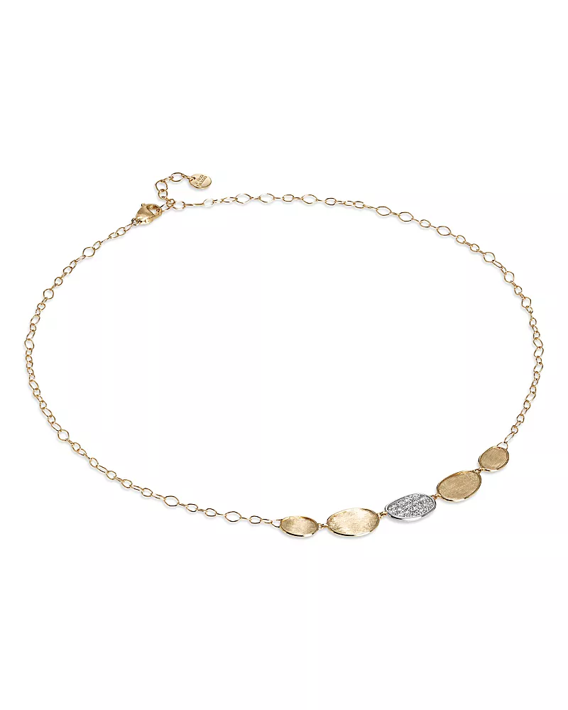 Marco Bicego 18K White & Yellow Gold Lunaria Diamond Petal Collar Necklace, 16.5
