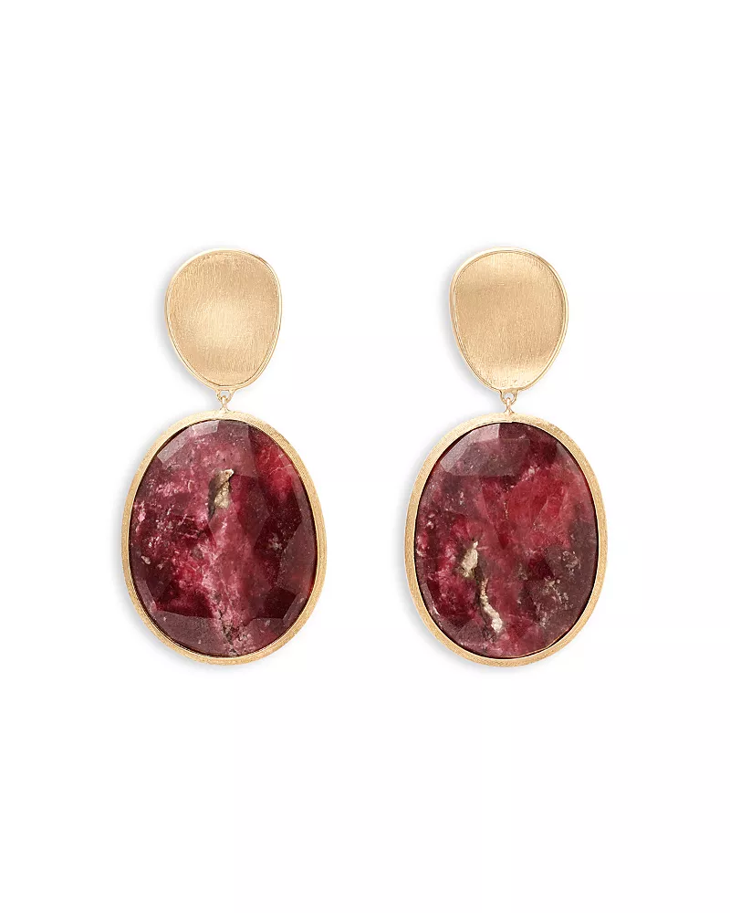 Marco Bicego 18K Yellow Gold Lunaria Thulite Oval Drop Earrings