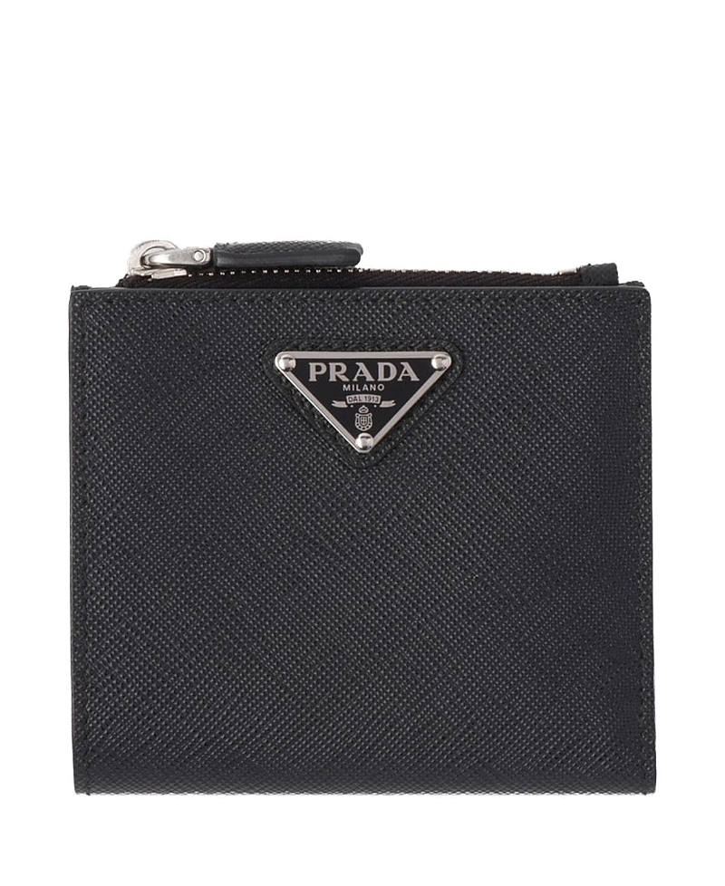 Prada Grained Leather Triangle Card Holder