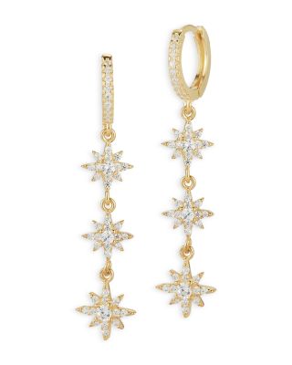 Star Drop Earrings in Sterling Silver or Yellow Gold Plated Sterling Silver