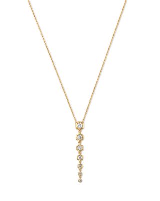 Bloomingdale's Fine Collection - Diamond Honeycomb Bezel Linear Pendant Necklace in 14K Yellow Gold, 0.5 tcw