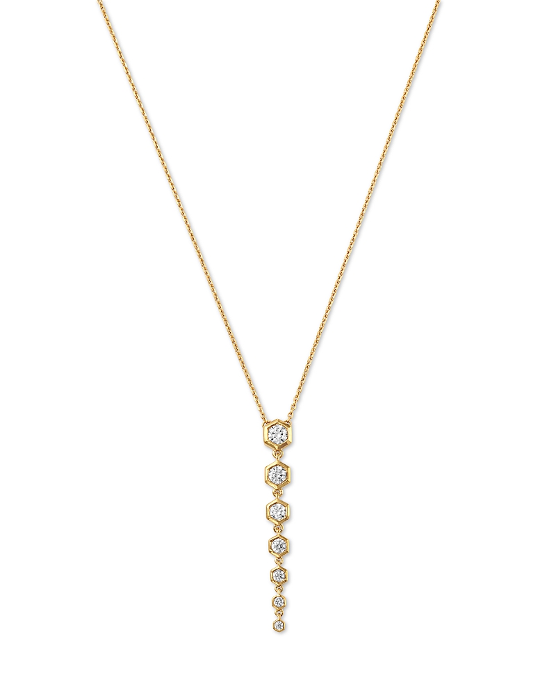 Bloomingdale's Fine Collection Diamond Honeycomb Bezel Linear Pendant Necklace in 14K Yellow Gold, 0.5 tcw
