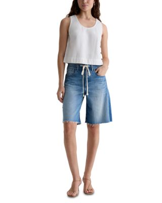 Hattie Cinched High Rise Bermuda Jean Shorts in Sweetwater