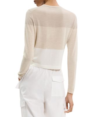 Merino Wool Crewneck Cardigan Sweater