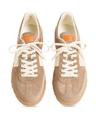 Men&#39;s Embroidered La Greca Suede Sneakers