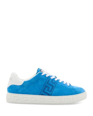 Men&#39;s Embroidered La Greca Suede Sneakers
