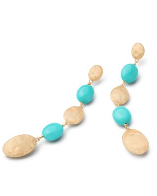 18K Yellow Gold Siviglia Turquoise Long Drop Earrings