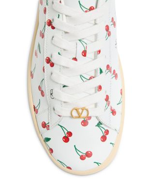 Men&#39;s Leather Printed Lace Up Sneakers