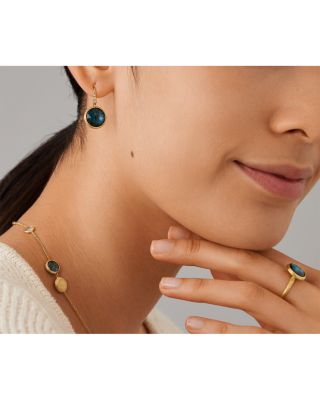 18K Yellow Gold Jaipur Color London Blue Topaz & Diamond Drop Earrings