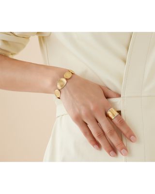 18K Yellow Gold Lunaria Diamond Textured Finish Large Statement Ring