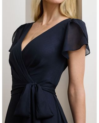 Ralph Lauren Ruffle Trim Metallic Chiffon Gown | Bloomingdale's