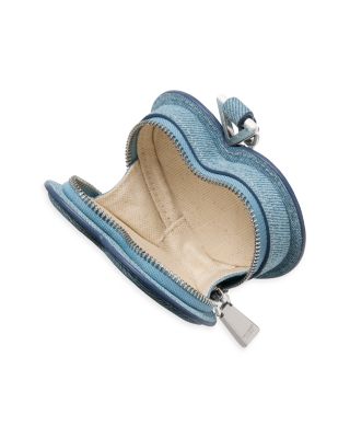 Liv Denim Print Suede Heart Coin Purse Bag Charm