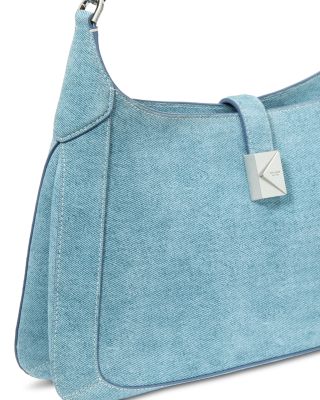 Deco Denim Print Suede Hobo Bag