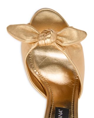 Women's Metallic Leather Bow High Heel Sandals