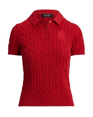 Cable Knit Cotton Polo Sweater