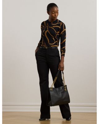 Belting Print Cotton Blend Sweater