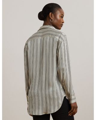 Relaxed Fit Striped Satin Shirt