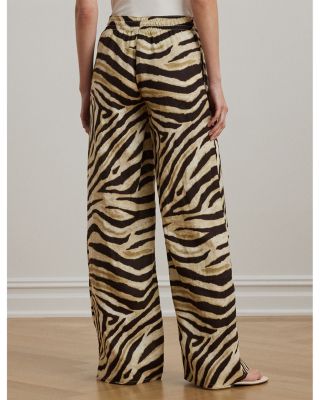 Zebra Print Linen Wide Leg Pant