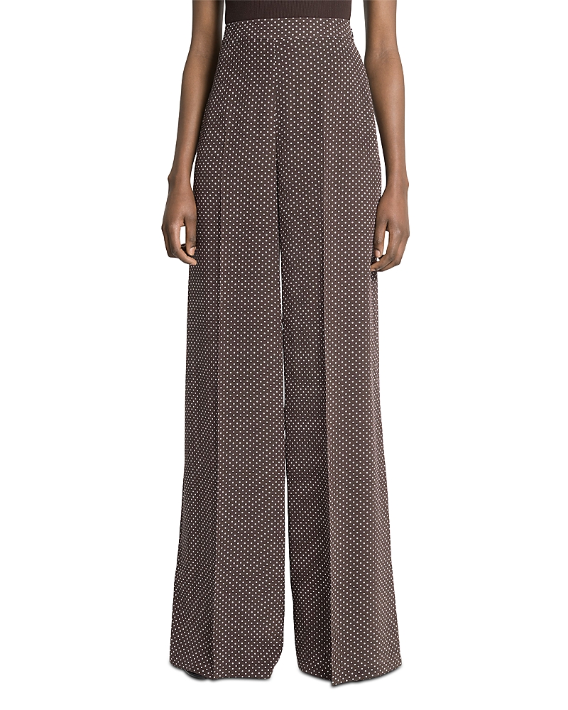 Michael Kors Kobi Halperin Flowy Silk Wide Leg Pants In Brown