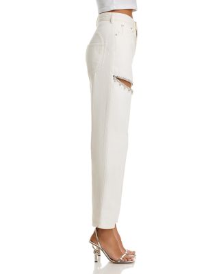 Crystal Slit Jeans in White