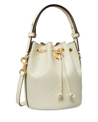T Monogram Leather Mini Bucket Bag