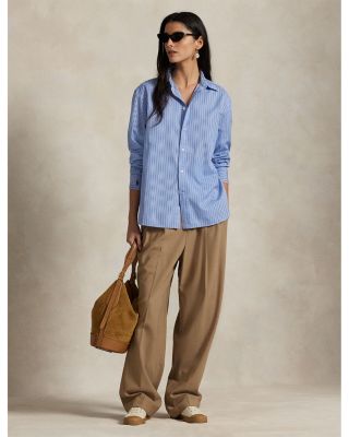 Oversize Fit Striped Cotton Shirt