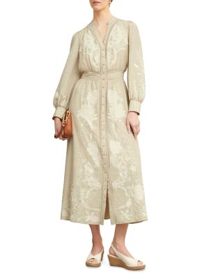 Frida Button Front Lace Trim Dress