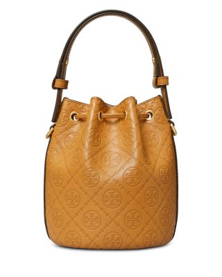 T Monogram Leather Mini Bucket Bag