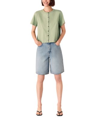 Round Neck Button Up Tee