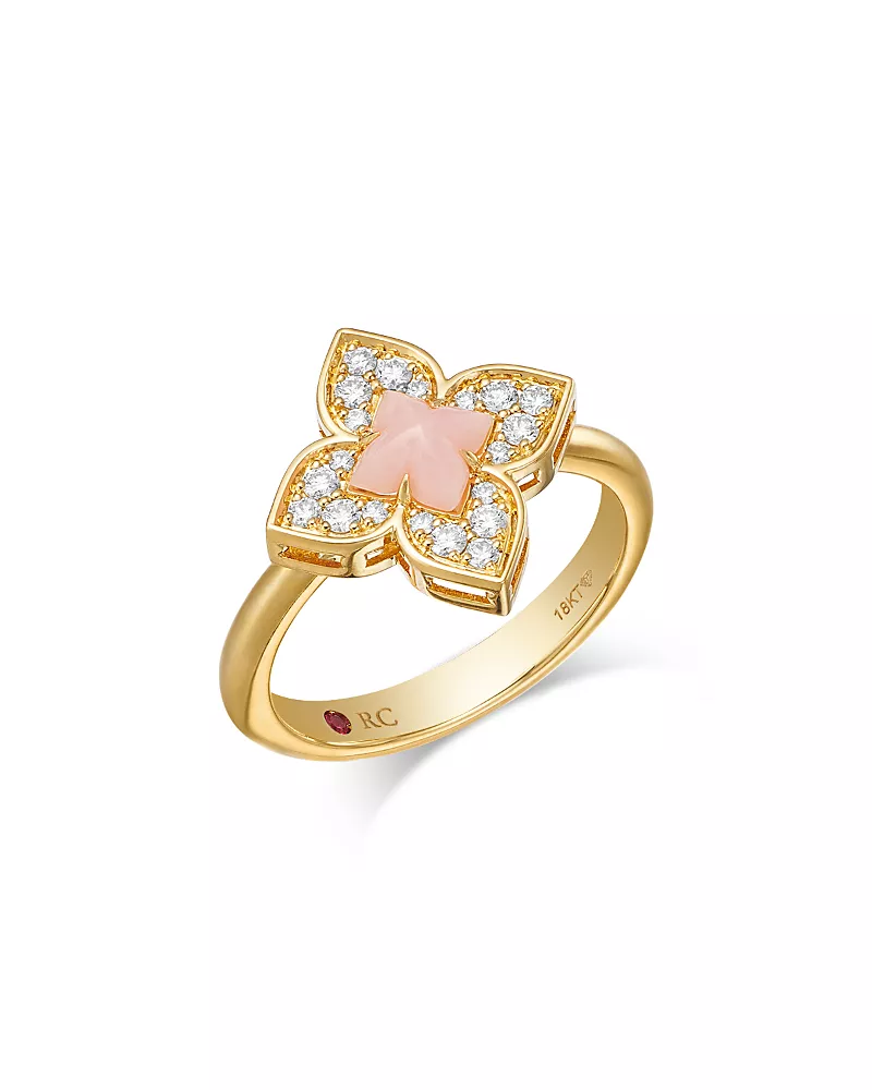 Roberto Coin 18K Yellow Gold Venetian Princess Carnival Pink Opal & Diamond Ring