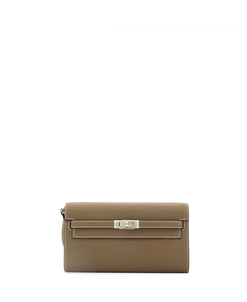 Pre-owned Pre-owned Hermes Hermes Kelly To Go Wallet Epsom In Gray