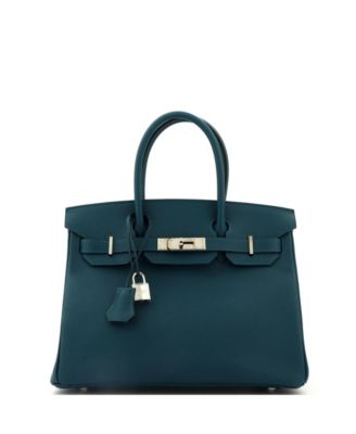 Pre-Owned HERMÈS - Birkin 30 Handbag Blue Epsom with Palladium Hardware