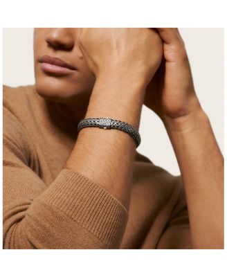 Sterling Silver Black Rhodium Icon Flat Bracelet, 11mm