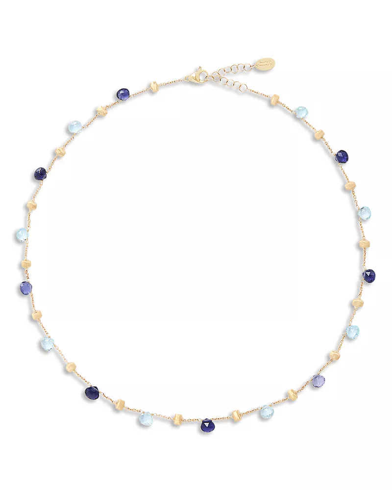 Marco Bicego 18K Yellow Gold Paradise Blue Topaz, Iolite Bead Collar Necklace, 16